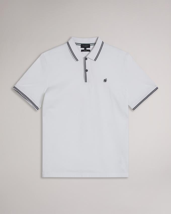 Polo Ted Baker Monogram Diamond Knit Blanche Homme | FGZ-49667668